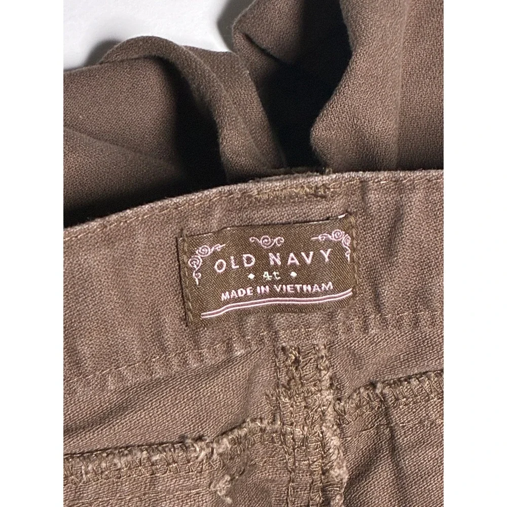 Old Navy Toddler Girls Brown Cargo Pants Size 4T Cotton Twill Satin Tie Waist